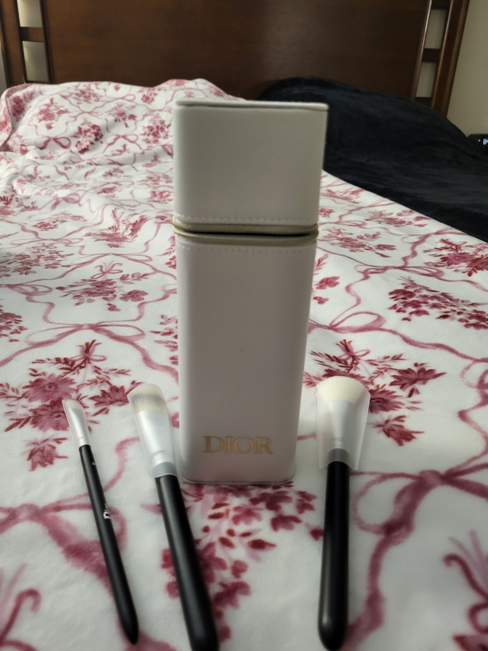 Dior White and Black Makeup Brush Set with White Case